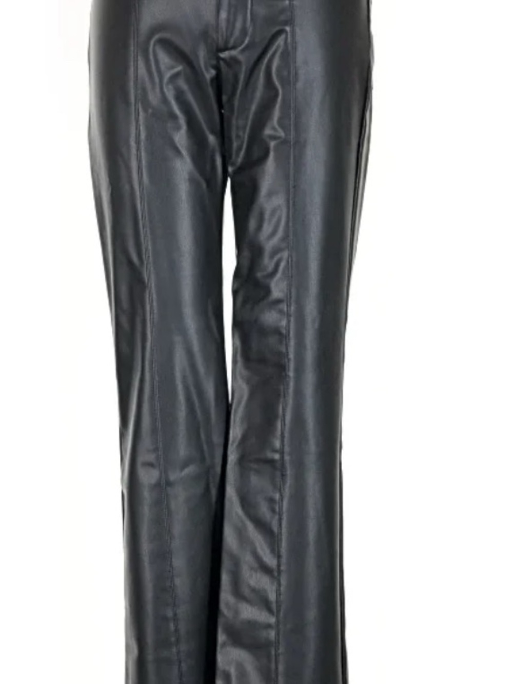 Black Faux Leather Straight-Leg Pants